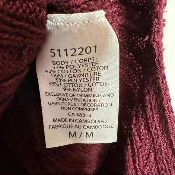 Bleu Gray Cable Knit Sweater Burgundy Size Medium - Picture 11 of 16